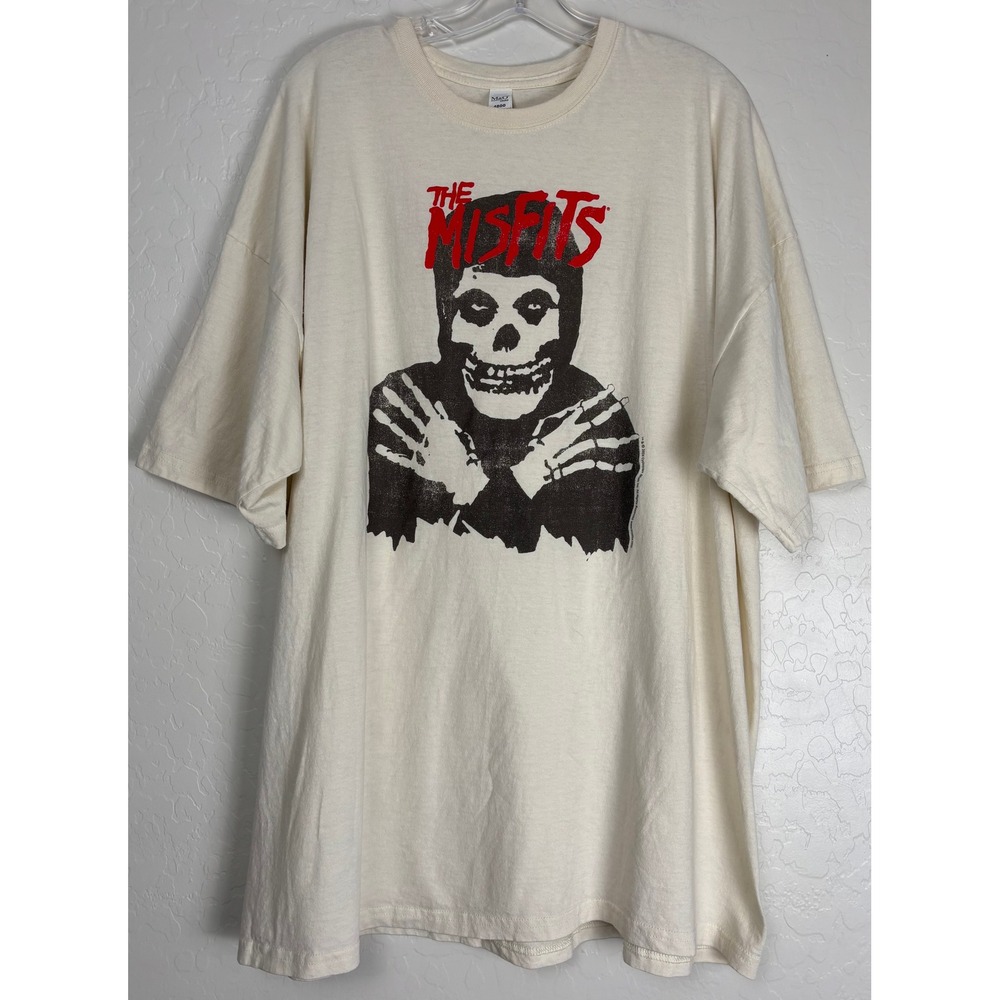 The Misfits Fiend Skull Graphic T-Shirt Mens XXXL Cream Punk Rock Band Tee 2463